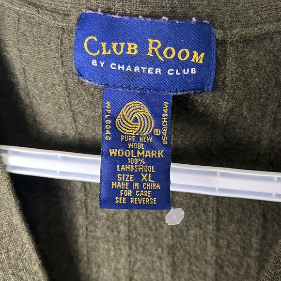 Club Room By Charter Club 100% Lambswool knit Sweater Vest Olive Green Size XL - Picture 3 of 10